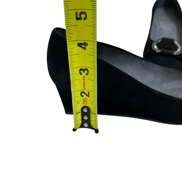 NWOT Stuart Weitzman Caring Black Suede Wedge Pump women's size 7.5 - Picture 11 of 11